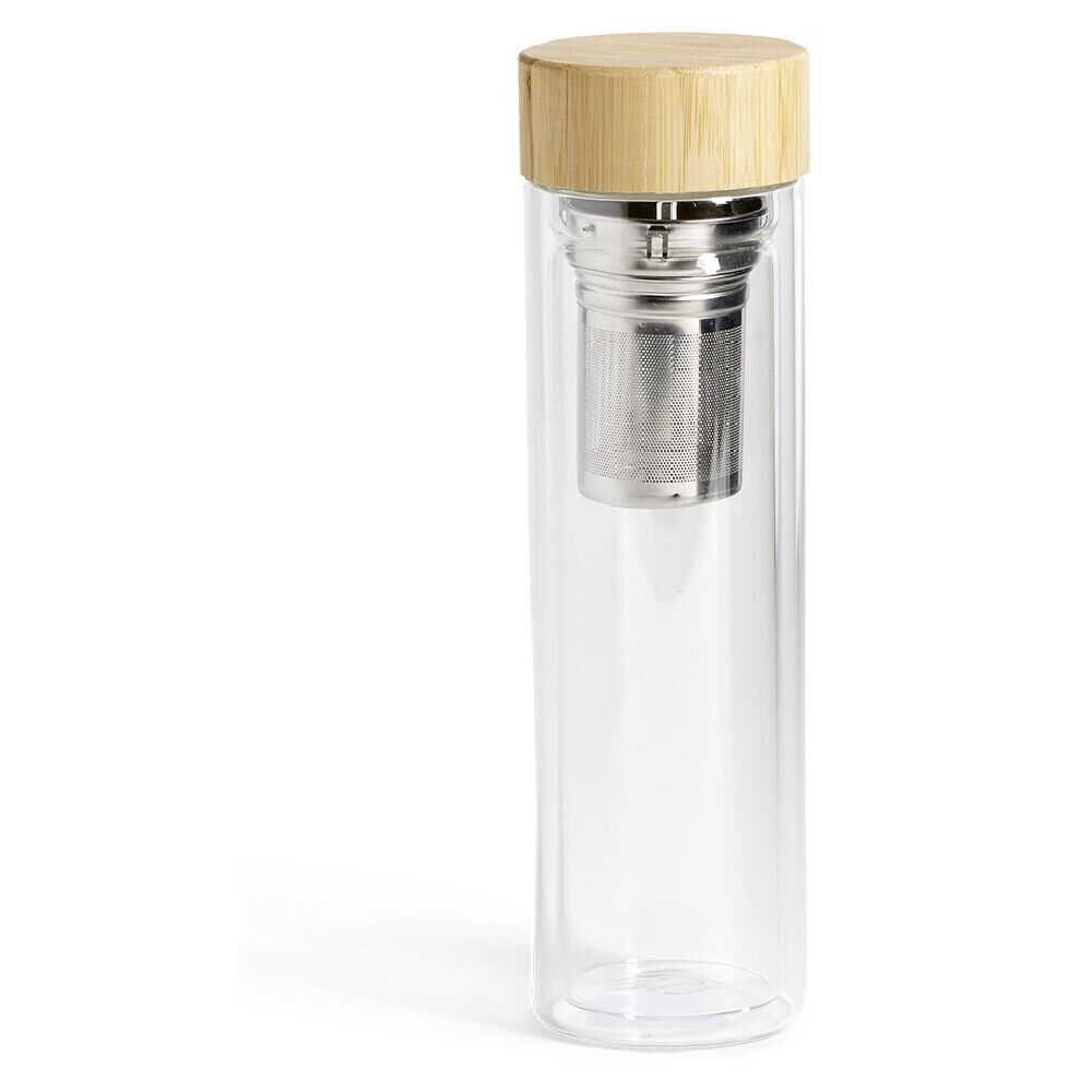 Bouteille en verre avec infuseur inox et bouchon en bambou 450ml