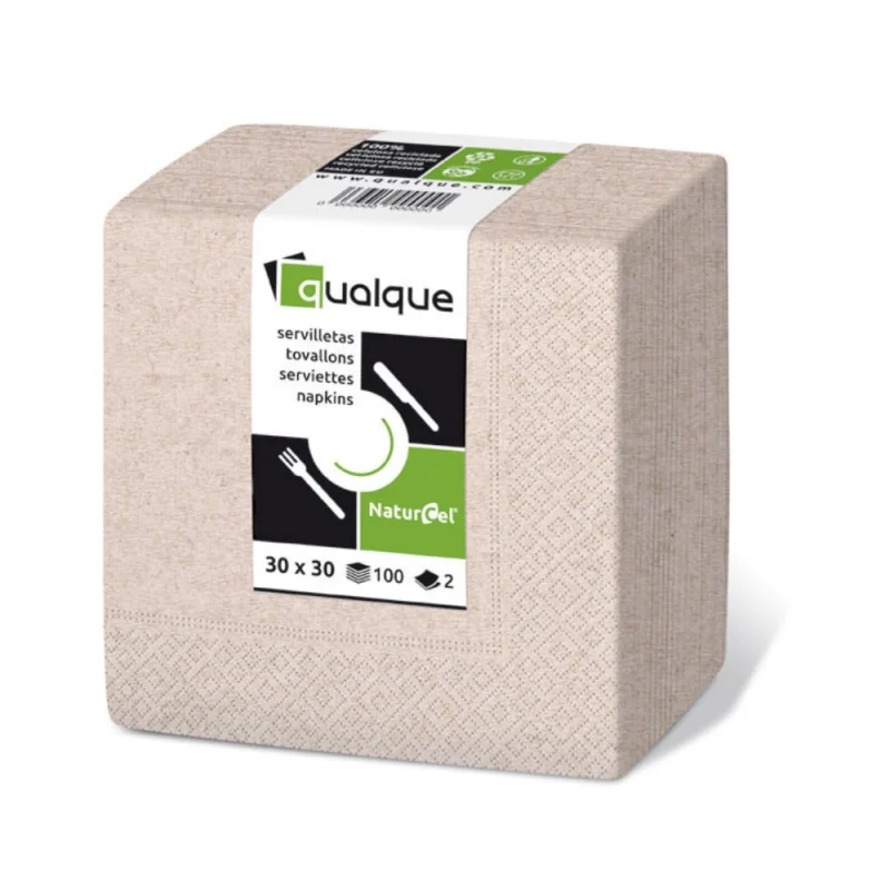 QUALQUE - Serviette de table ouate - 30x30 - Naturel - x4800