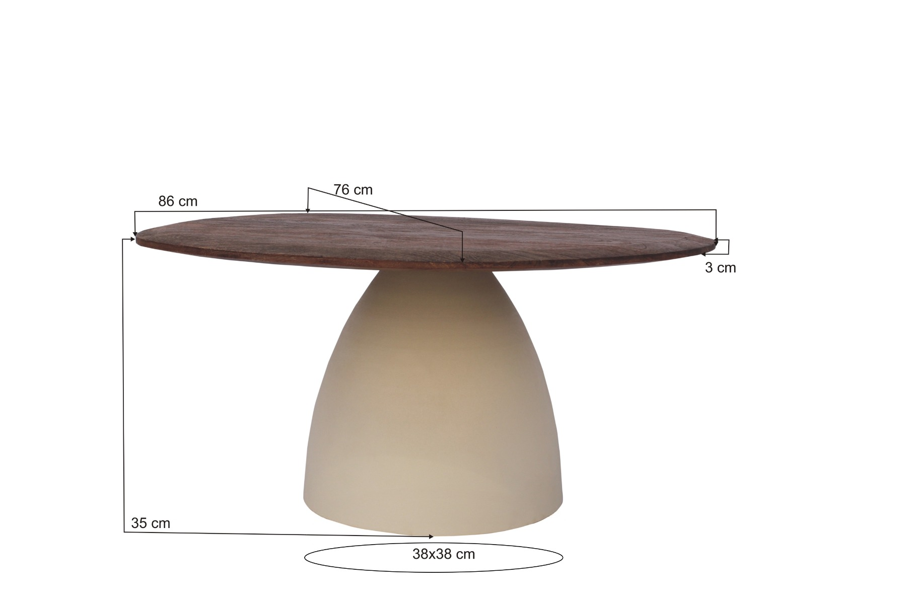 Paddestoel Organic salontafel 86cm Hout