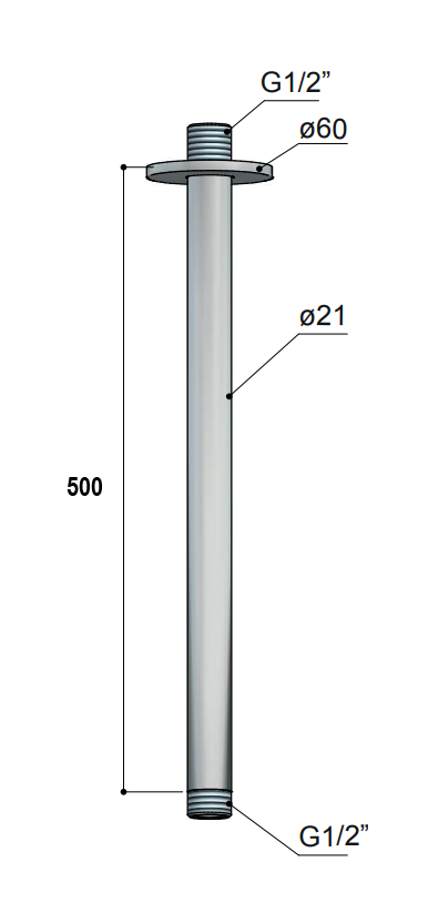 Hotbath Archie plafondarm 50cm gunmetal geborsteld PVD