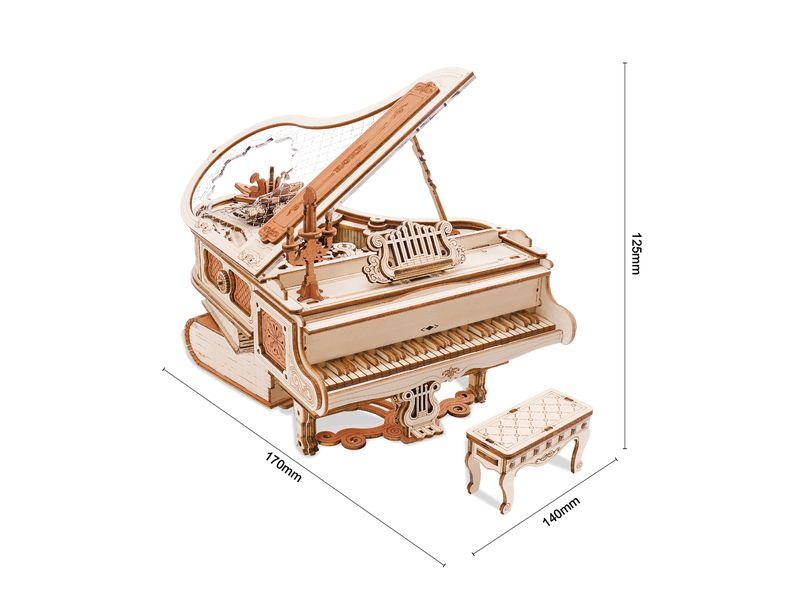RoboTime Bausatz Magic piano 223-teilig 3D-Puzzle aus lasergeschnittenen Holzteilen