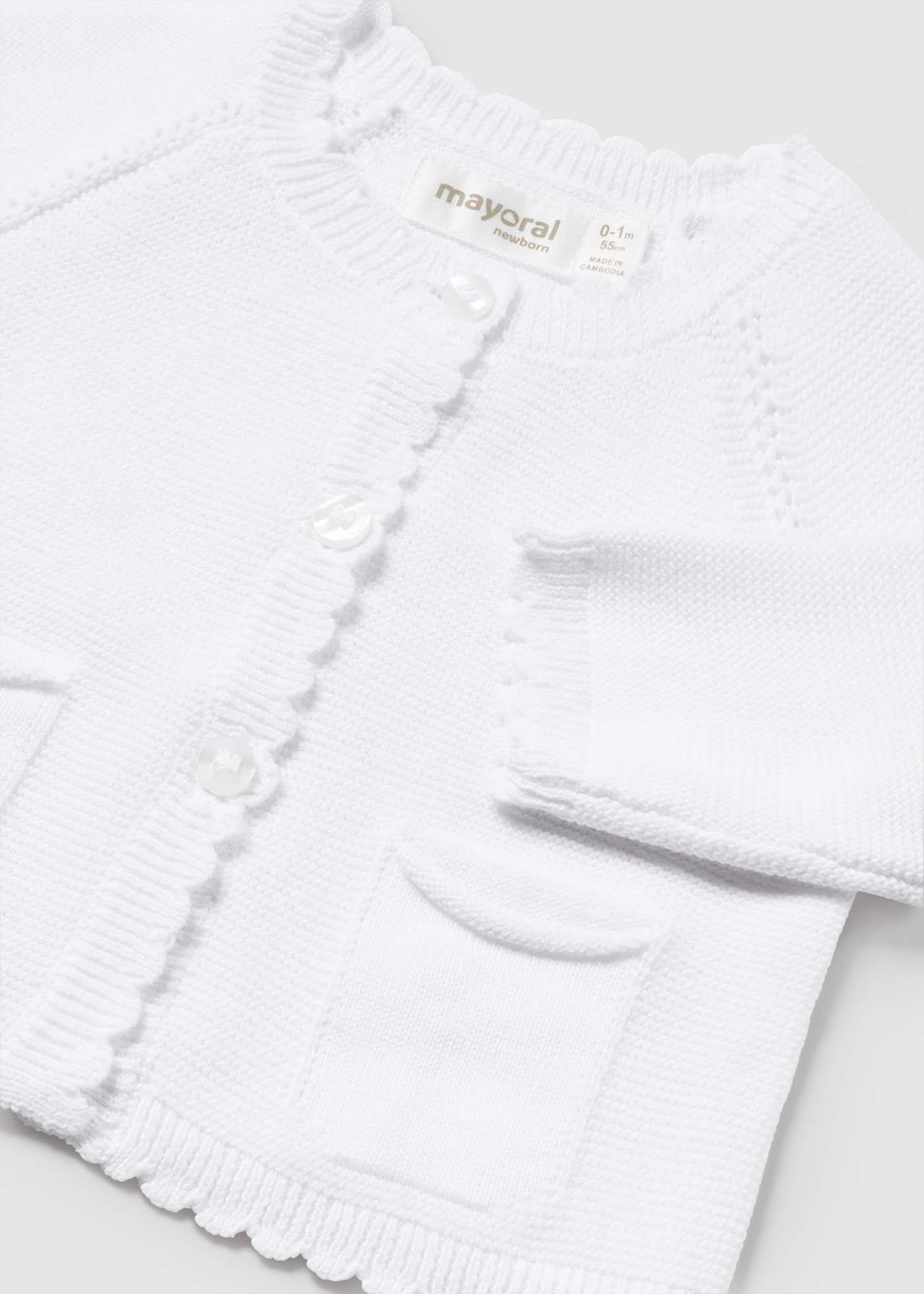 Rebeca tricot Better Cotton recém-nascido branco