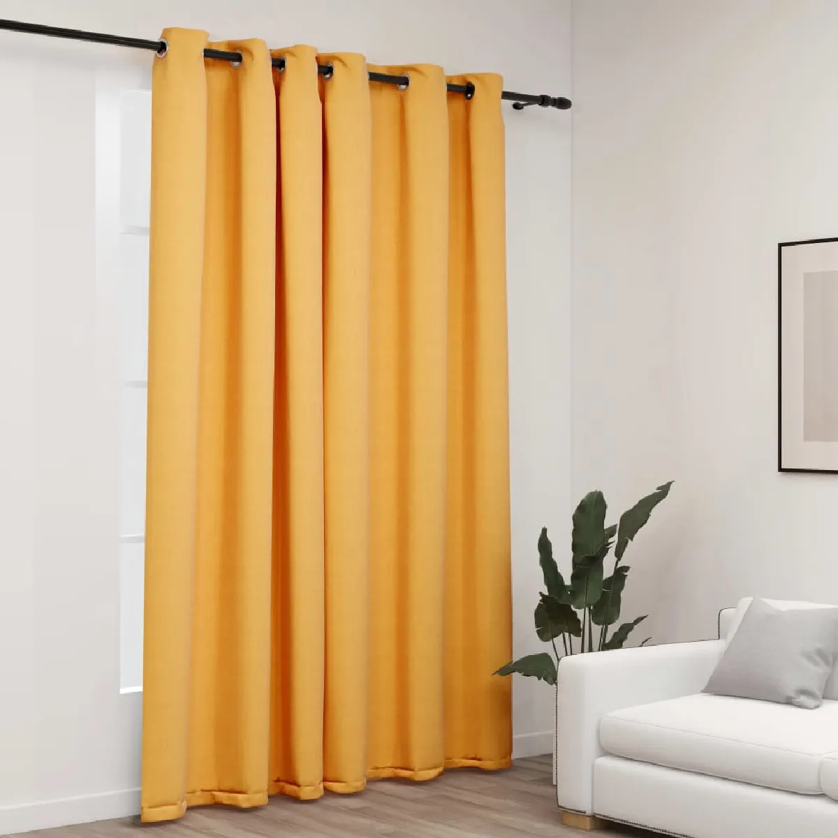 VidaXL - Rideau occultant Aspect de lin - 290x245 cm - Jaune