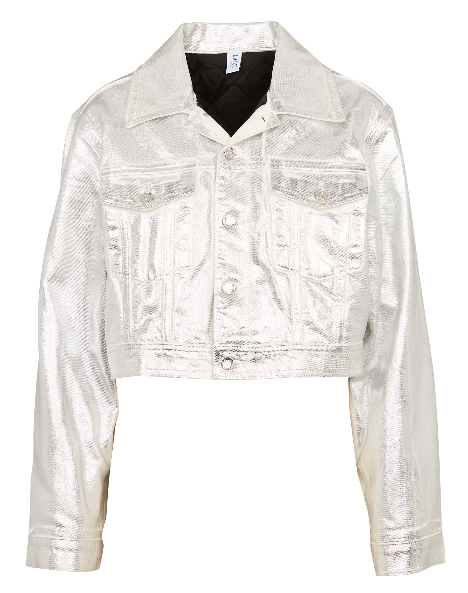 Veste col classique métallisé en coton | Blanc