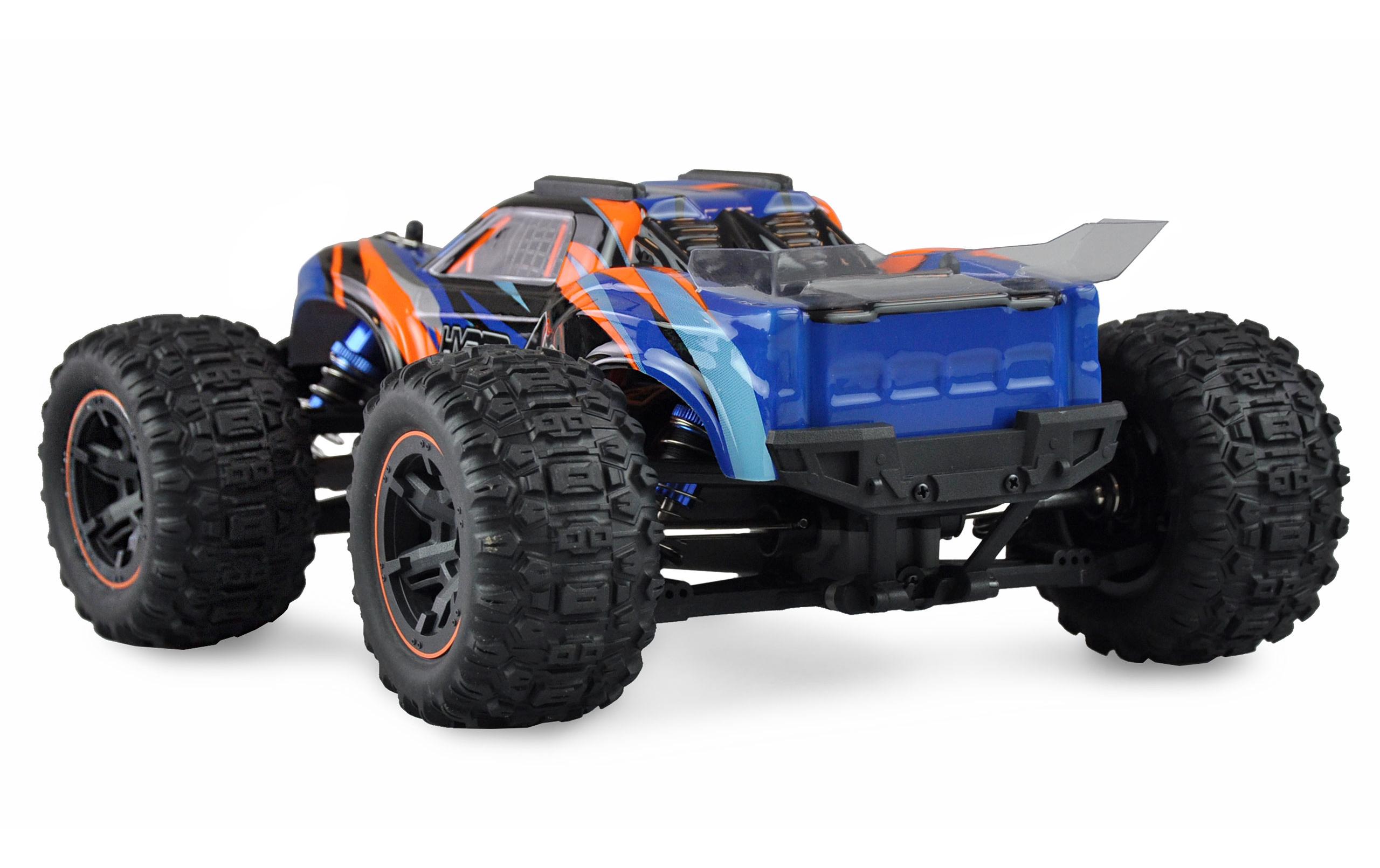 Truggy Hyper GO Brushed 4WD, Blau/Orange RTR, 1:16Off-Road RC Modellauto mit Allradantrieb und 40 km/h Höchstgeschwindigkeit