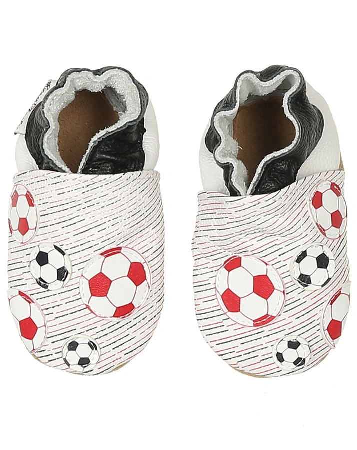 Krabbelschuhe SOCCER BALLS in rot/weiß