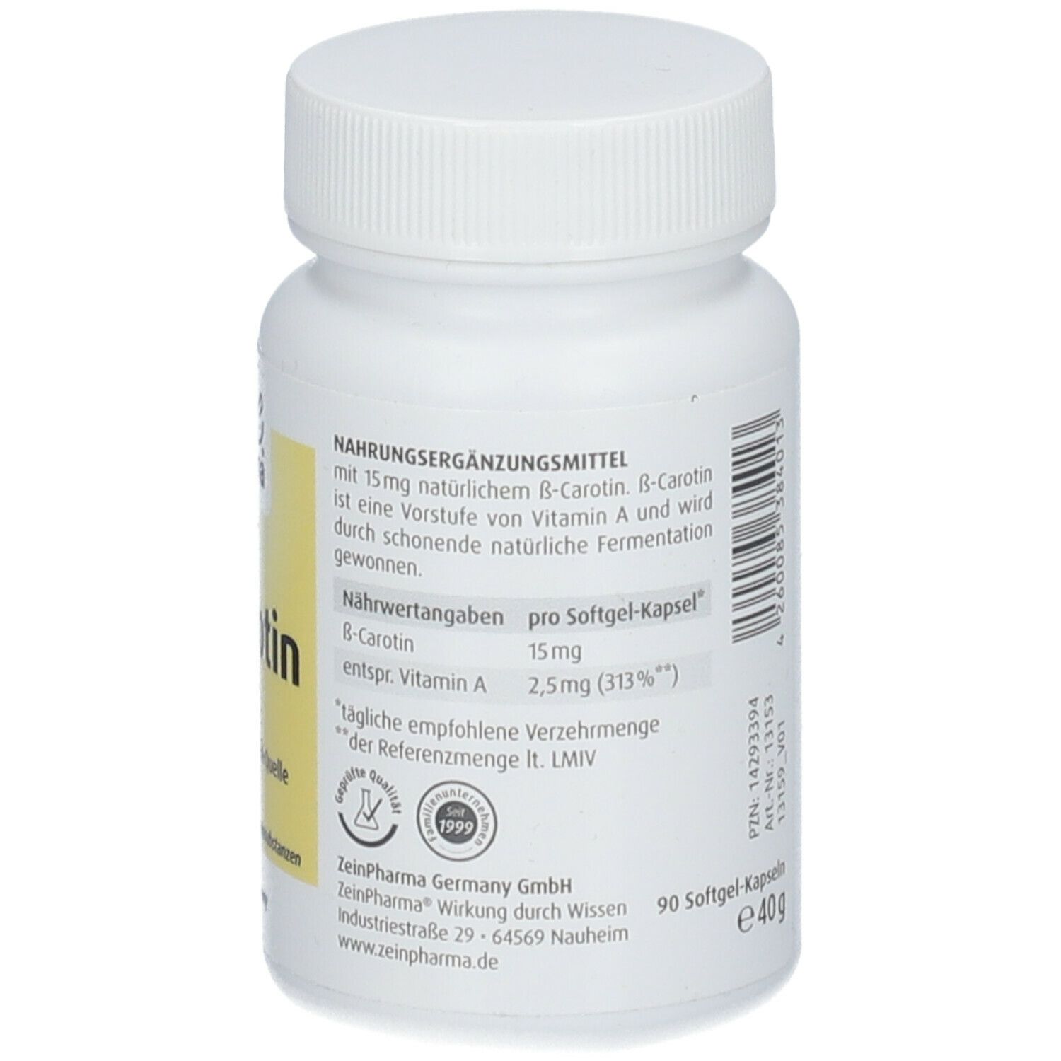 ZeinPharma® Beta Carotin Kapseln Natural 15 mg