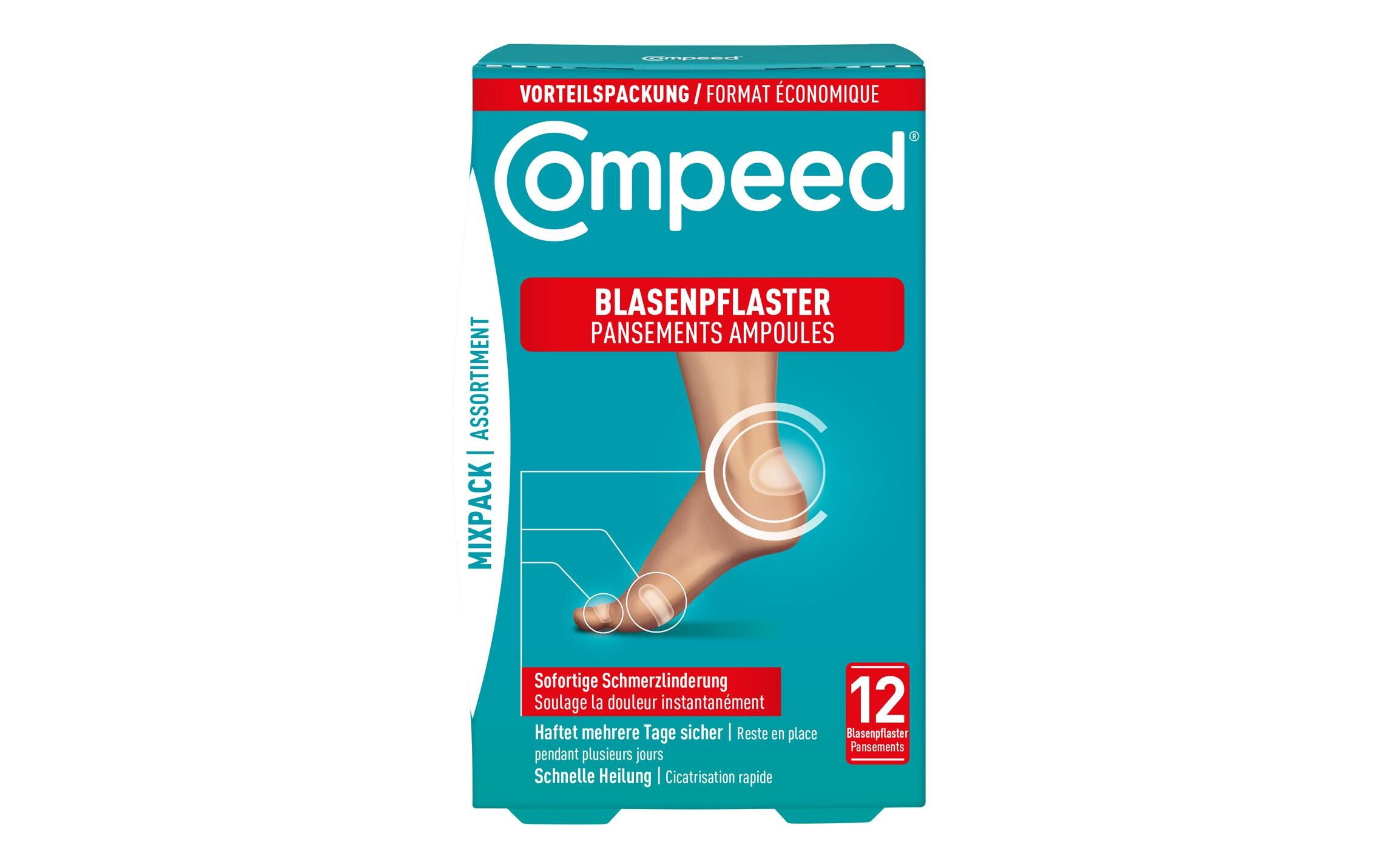 Blasenpflaster Mixpack 12 StückFeuchtigkeitsabsorbierende, hygienische Pflaster für sofortige Schmerzlinderung