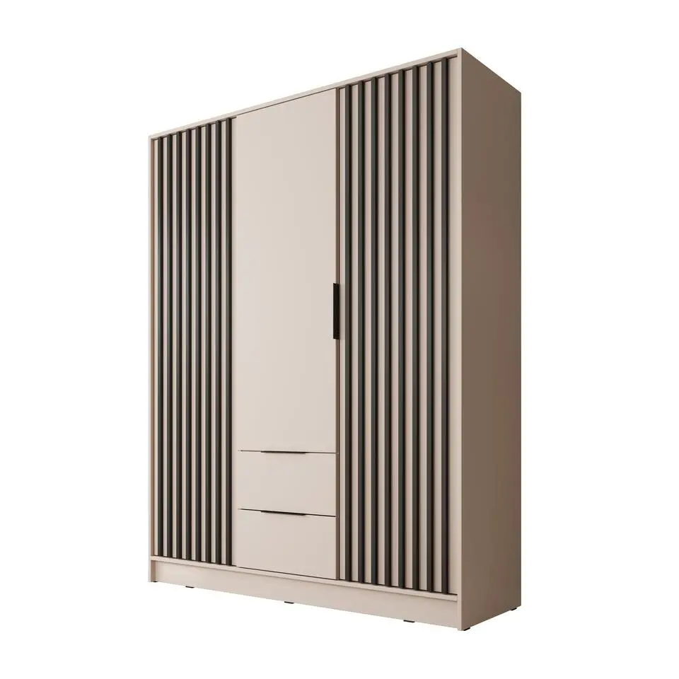 Meubella - Kledingkast Nairobi - Beige - Zwart - 155 cm