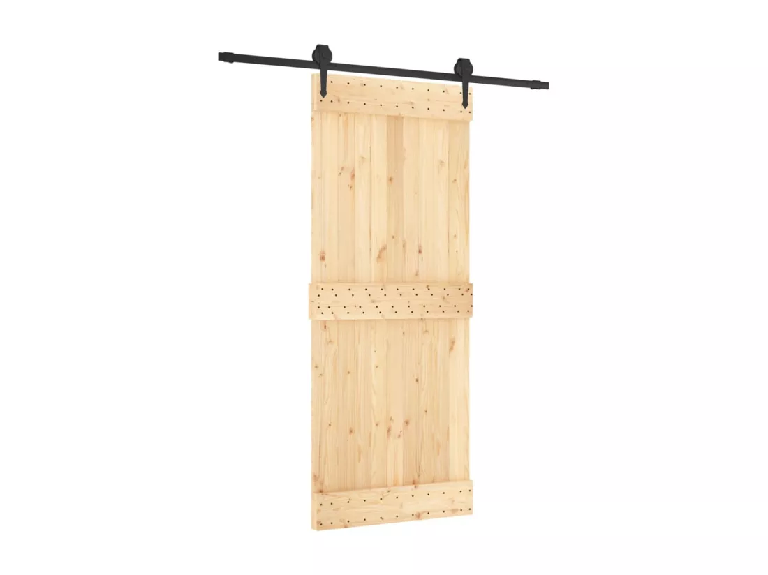 Porte coulissante et kit de quincaillerie 85x210 cm pin massif