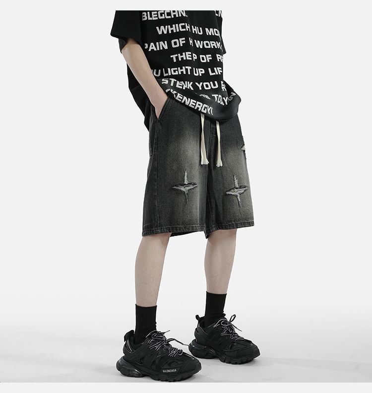 POSI - Denim shorts met trekkoord in de taille