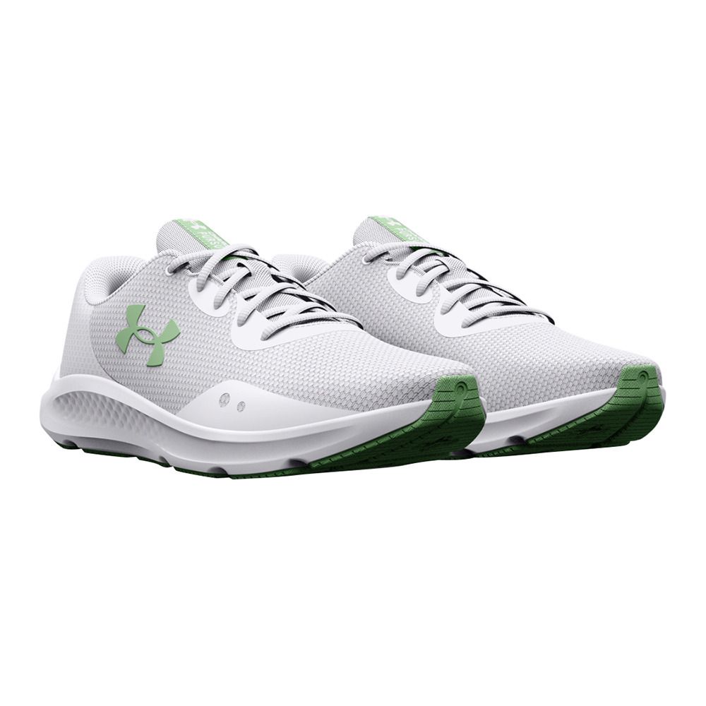 Under Armour UA CHARGED PURSUIT 3 TWIST - Chaussures running Femme white/white/aqua foam