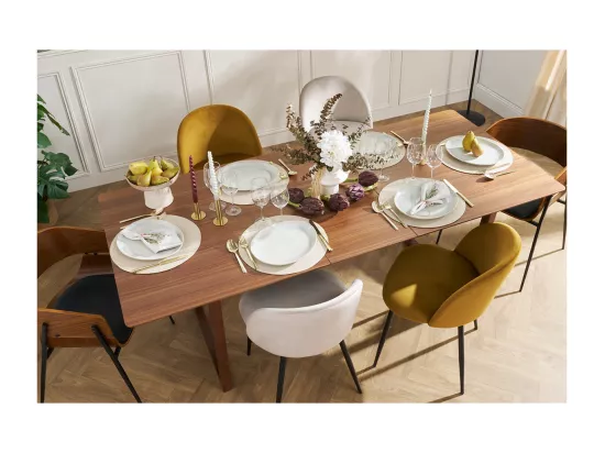 Table extensible rallonges intégrées rectangulaire en bois foncé noyer L160-240 cm LAHO