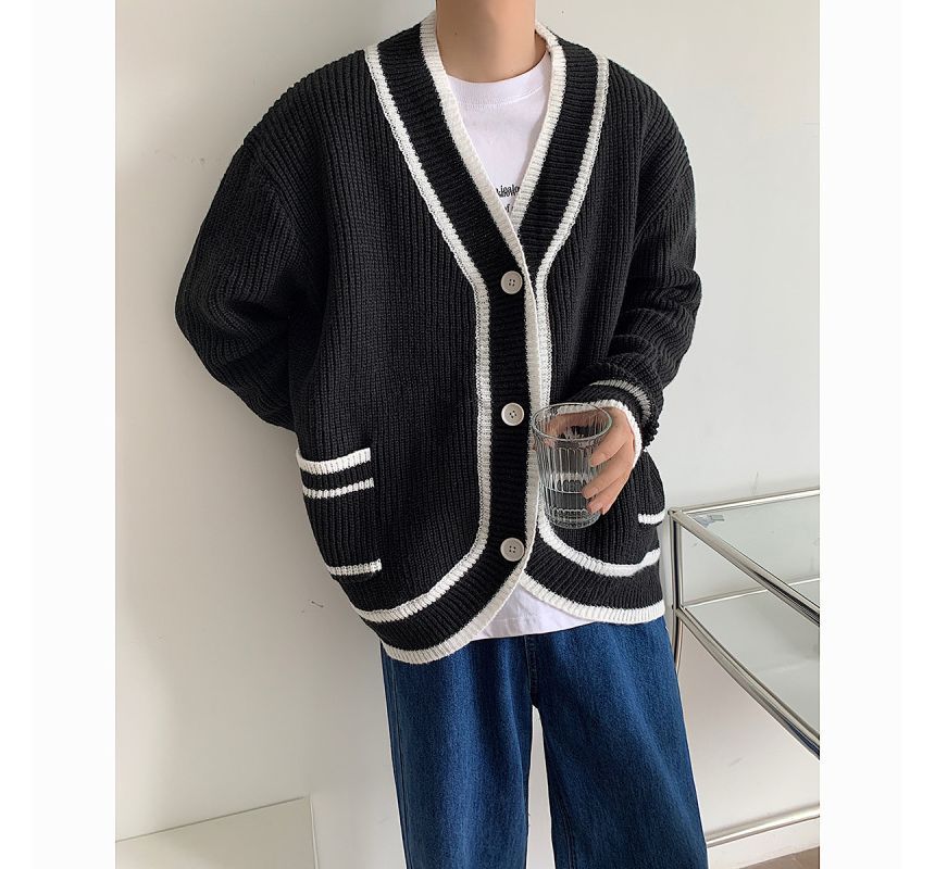 Freehop - V-hals vest met contrasterende rand