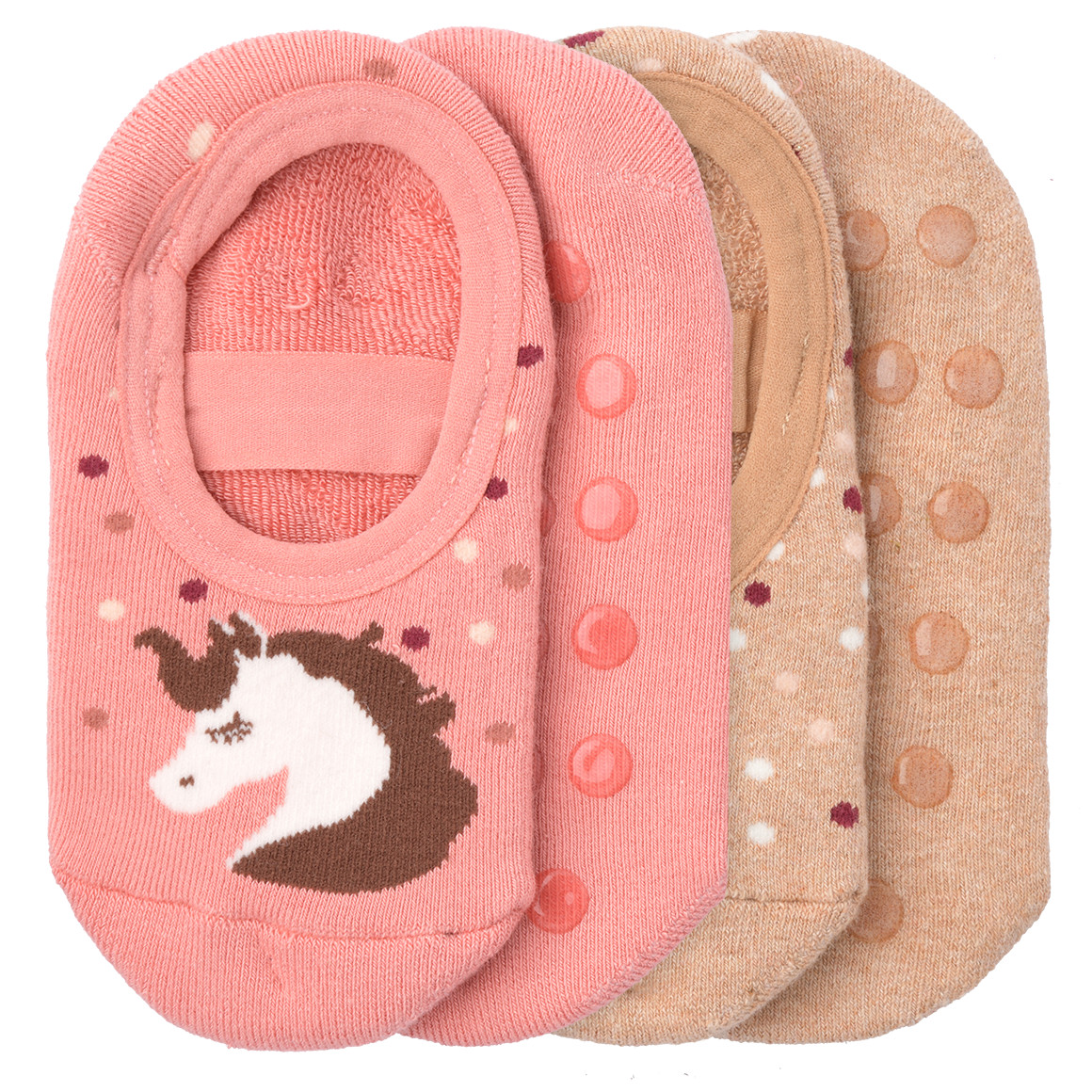Topolino 2 Paar Mädchen Stoppersocken im Set rosa / hellbraun