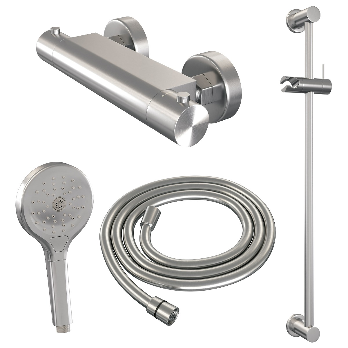 Brauer Brushed Edition thermostatische doucheset met glijstang en 3 standen handdouche RVS geborsteld PVD