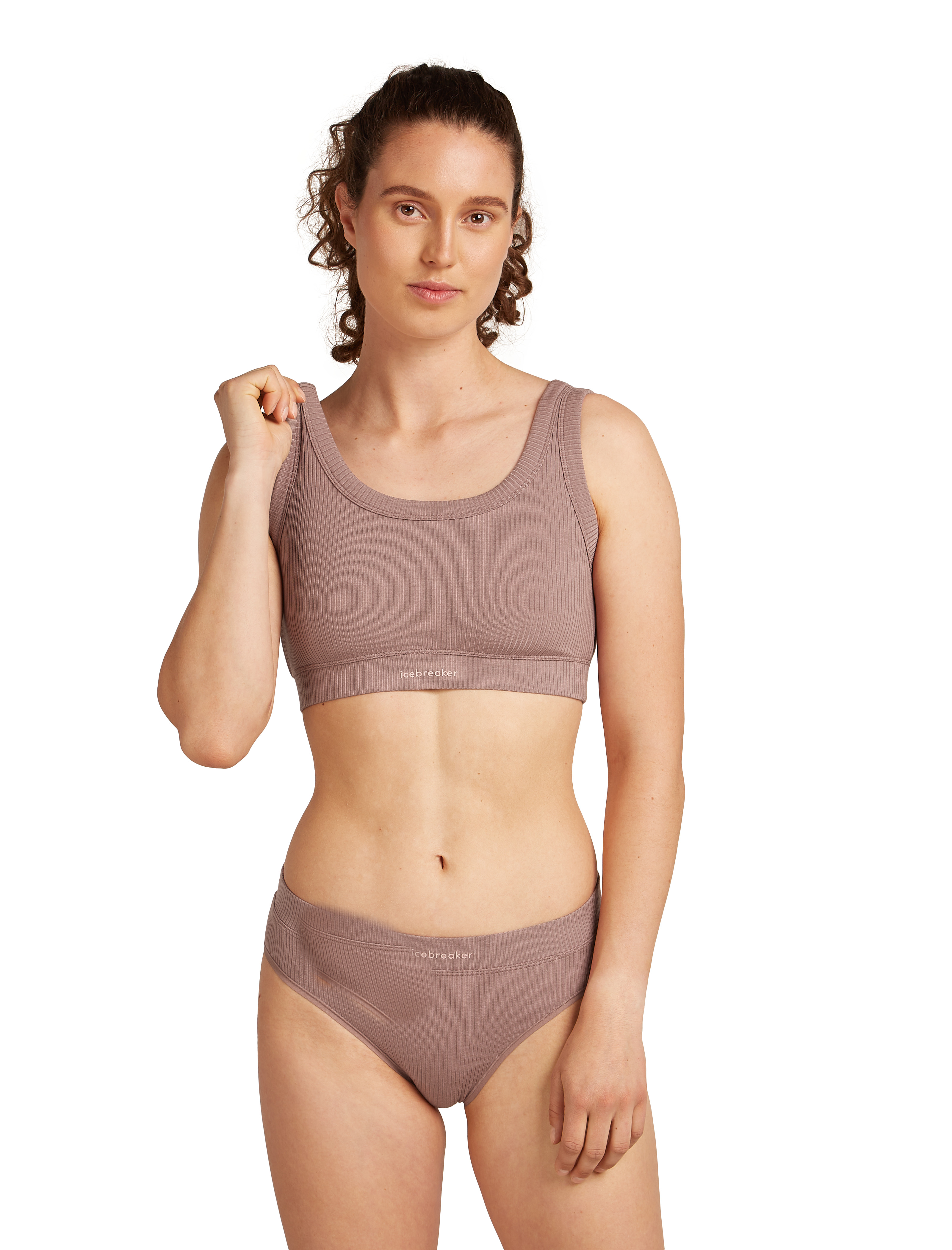 W Merino Blend Rib Lotus Bra