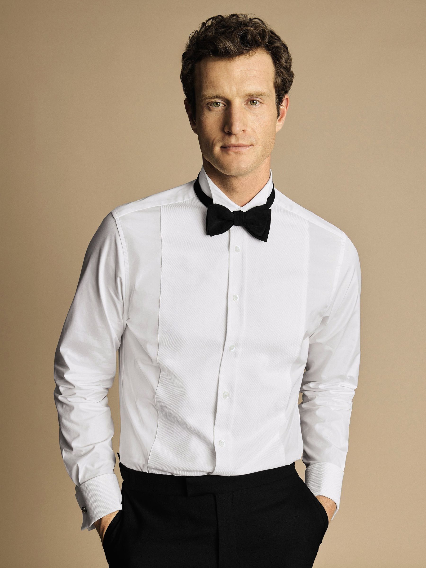 Charles Tyrwhitt Bib overhemd voor de avond met kraag in slim fit