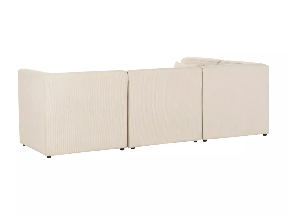 Canapé d'angle côté droit modulable 4 places en velours côtelé beige avec ottoman LEMVIG