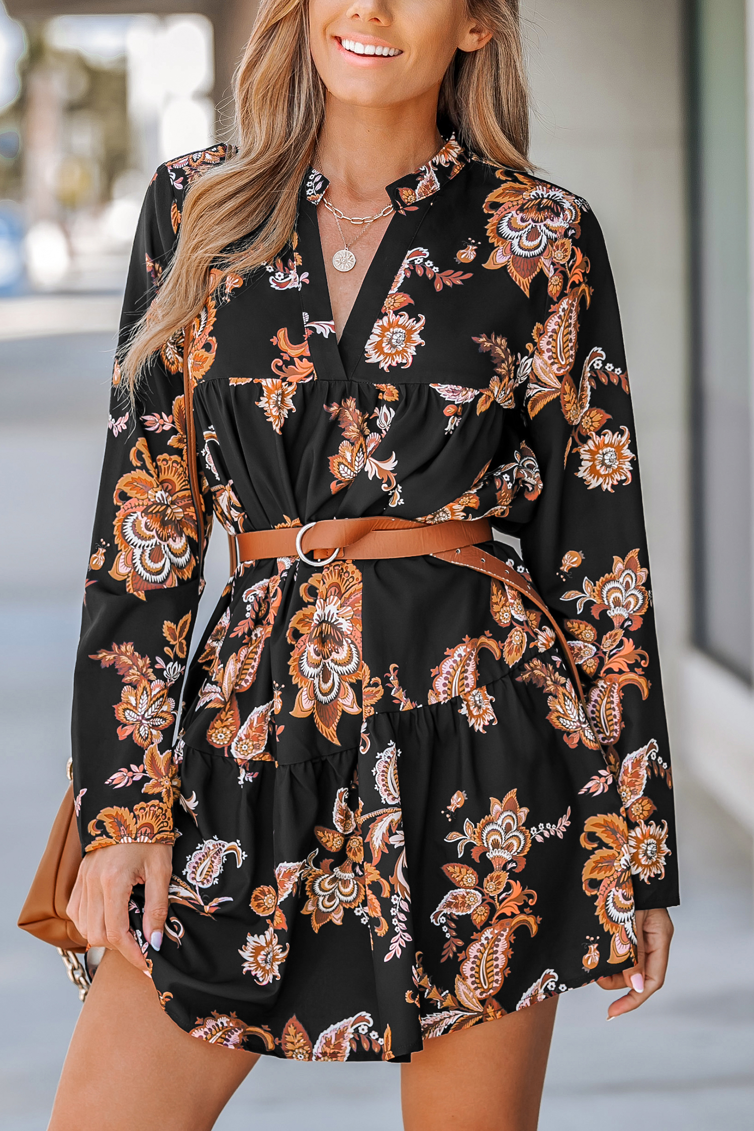 Robe babydoll à imprimé floral paisley