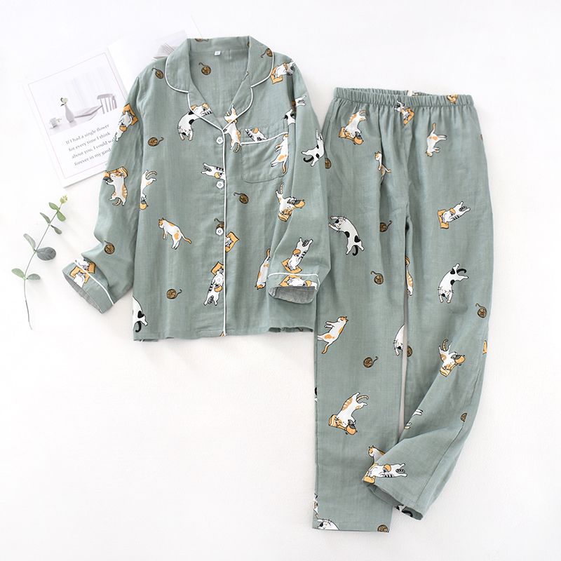 MelMount - Bijpassende pyjamaset voor koppels: shirt met kattenprint + broek