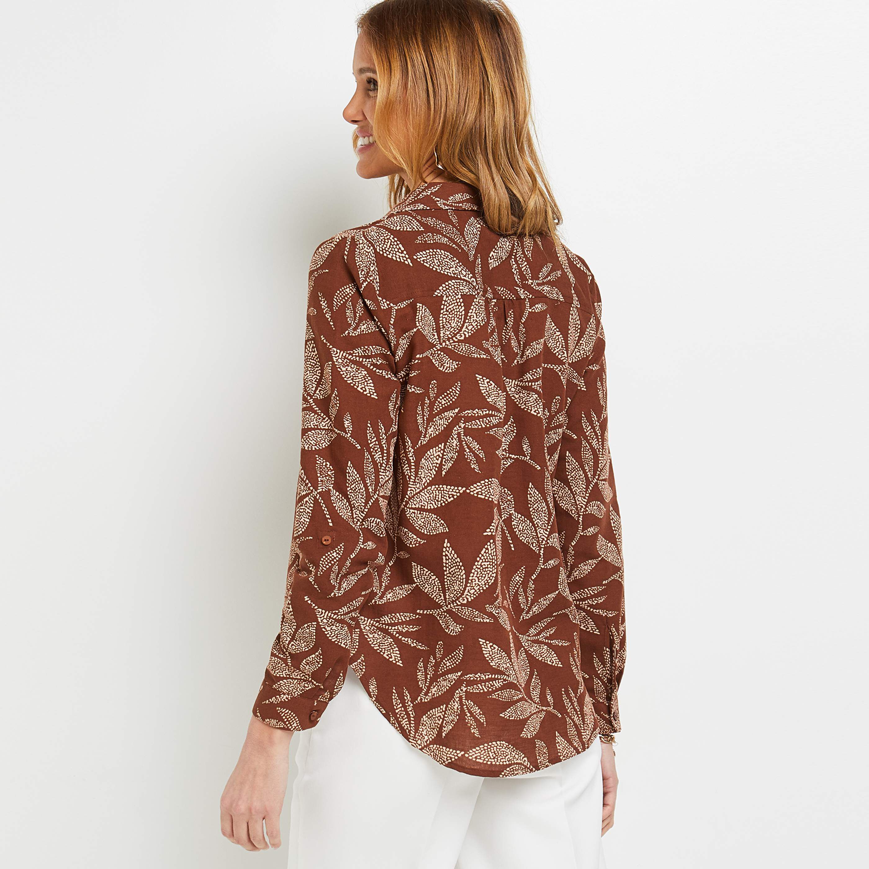 Blouse imprimée femme - MARRON