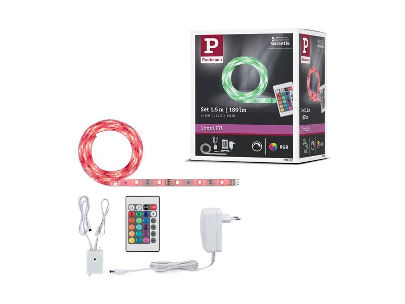 Paulmann SimpLED Strip Komplett-Set 1.5m 12W RGB Beschichte 1.5m 10W 101 lm/m RGB 12 VA