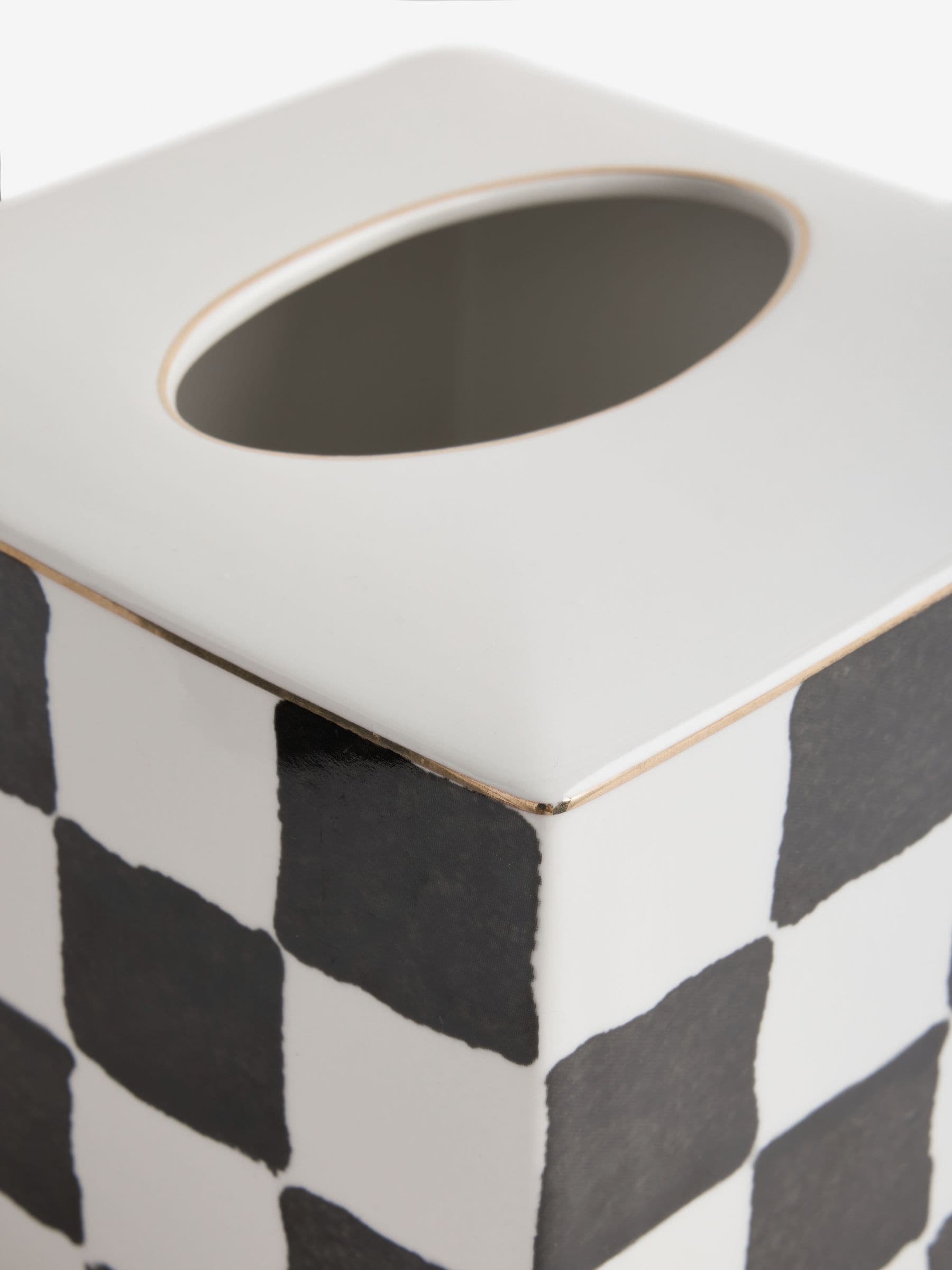 Keramische Tissue Box met Ruitpatroon