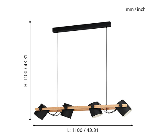Eglo 4er-Pendelleuchte »Hornwood«
