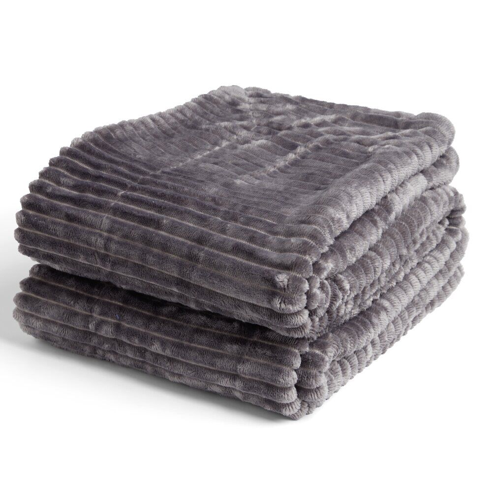 Plaid sherpa flanelle gris 130x160cm