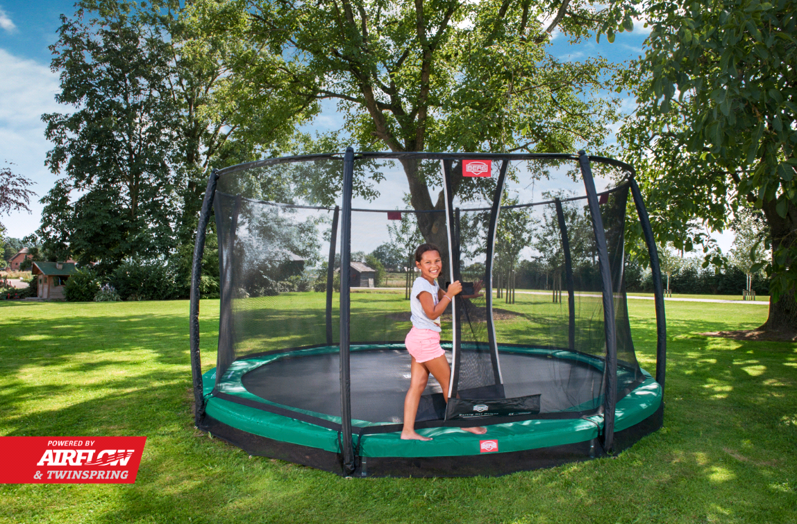 BERG - InGround Champion 270 Trampolin + Deluxe Sikkerhedsnet - Grøn