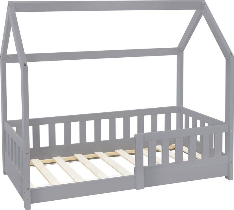 Houten Kinderbedje - Grenenhout - Met Dakframe - Stevige Lattenbodem