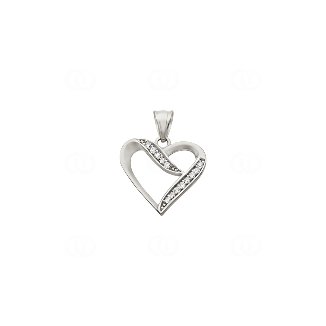 Herzanhänger 750/18 K Weissgold mit Zirkonia