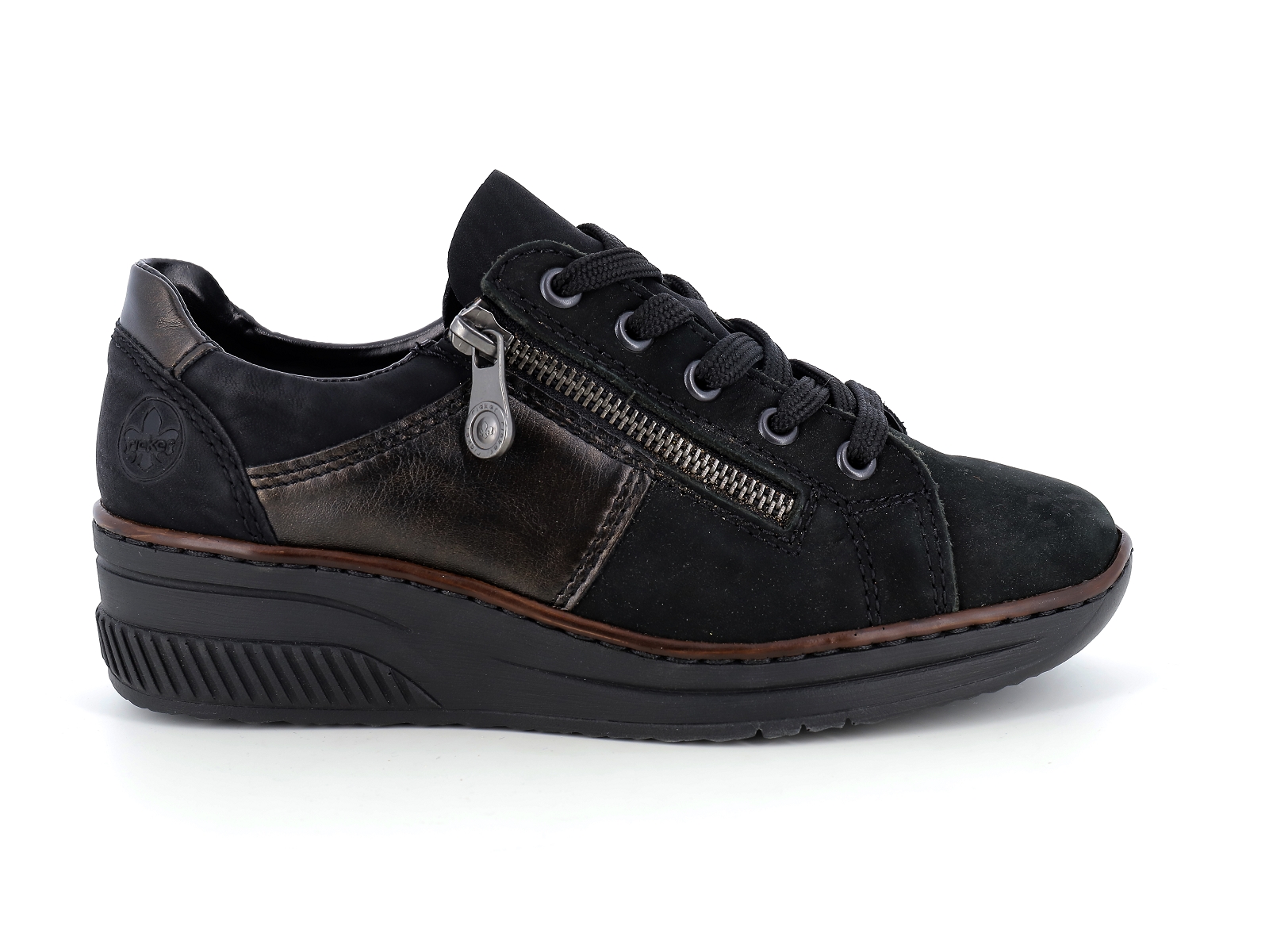 Rieker-48700 Matières combinées Noir Bronze