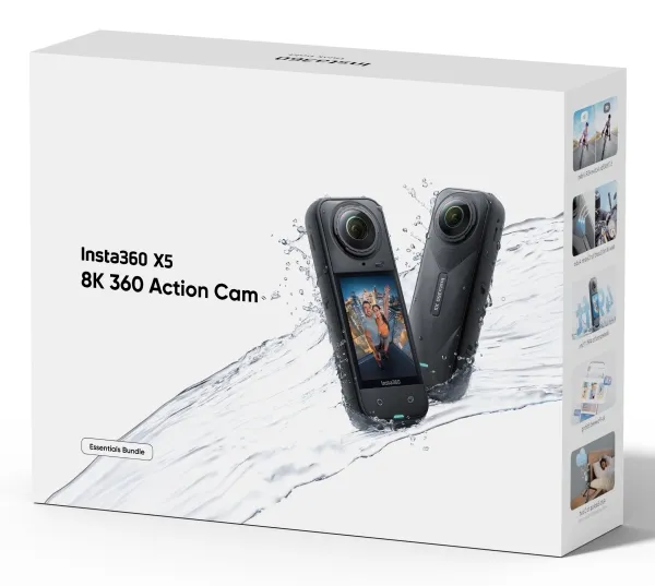 Insta360 X5 - Essentials Bundle - 360° action-kamera - 8K / 30 fps - 72 MP - Bluetooth, Wi-Fi op til 15 m - sort