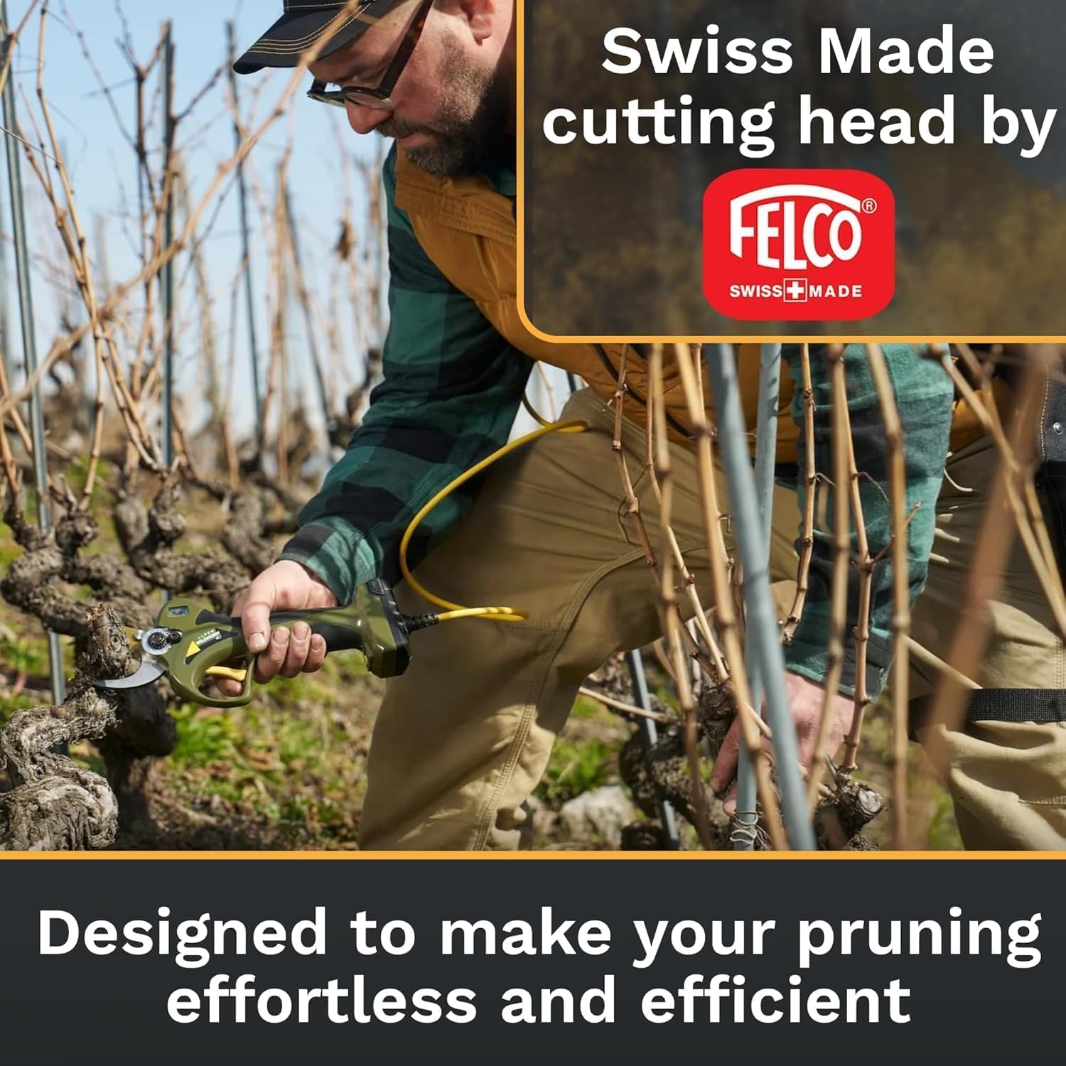 Alpen Swiss Tools Elektrische Gartenschere Wildhorn 40 - HSS-Titan-Klinge, 40 mm Schnittdurchmesser, 1 Li-Ion-Akkus, 3-fach-Ladegerät, Koffer & Zubehör