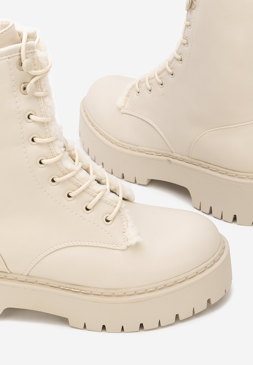 Bottines rangers femme beige Alettia