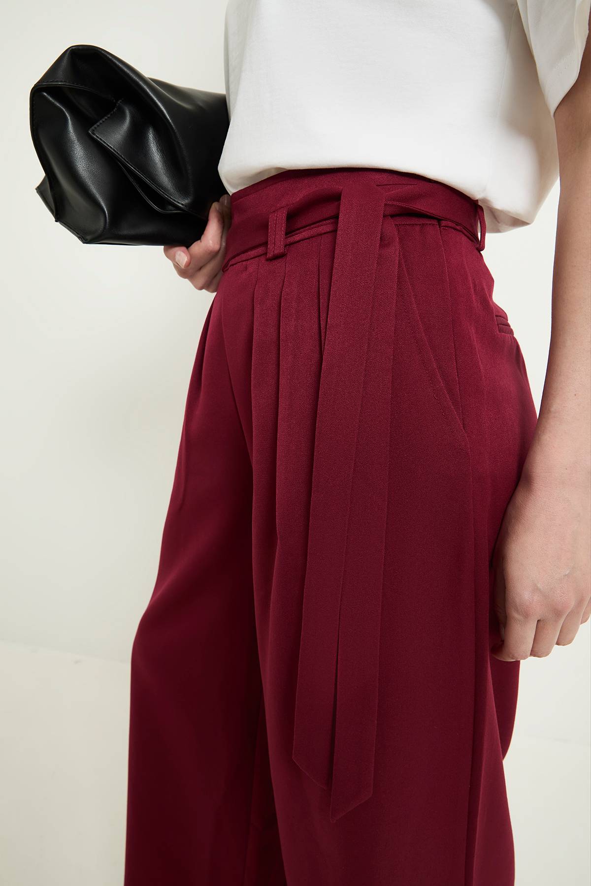 Wallis Pantalon Large Ceinturé Aspect Denim