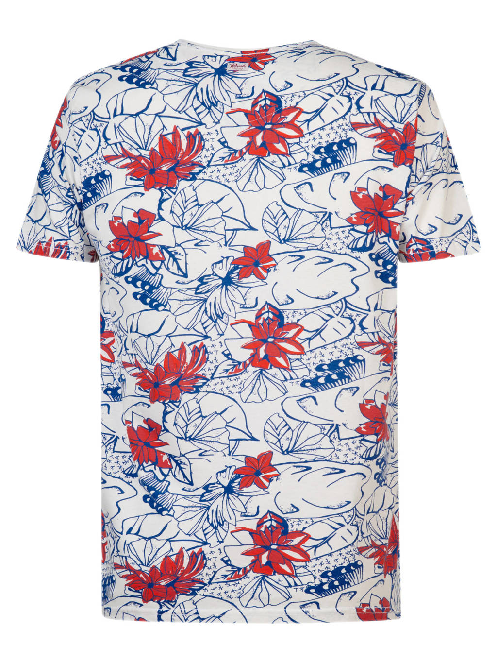 Petrol Industries T-shirt met all over print wit/blauw/rood