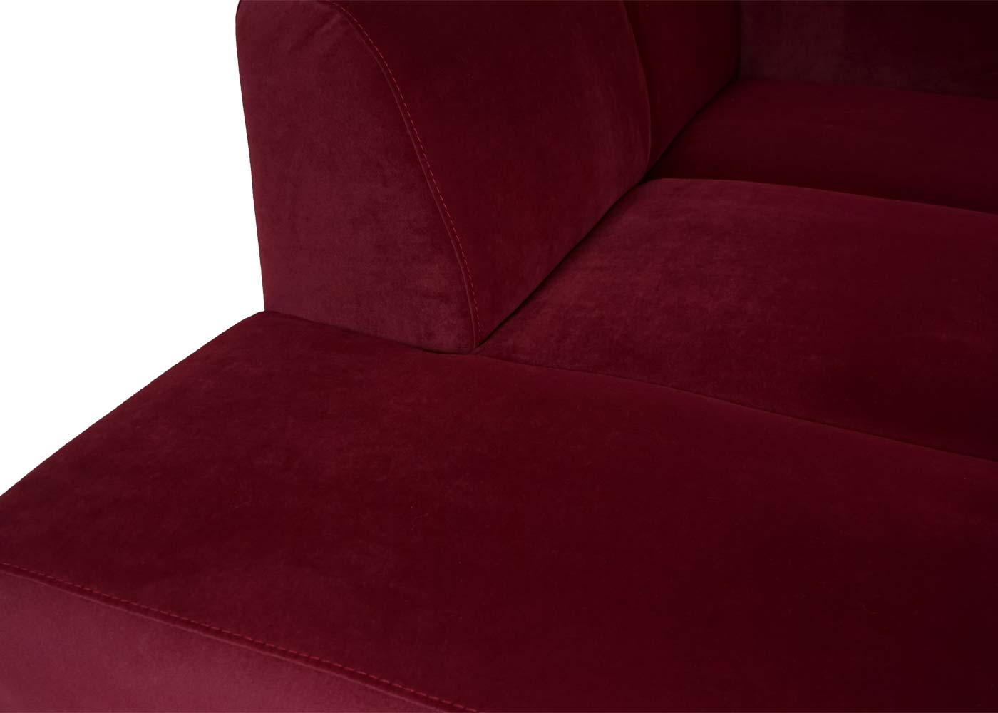 Ecksofa MCW-J60, Couch Sofa mit Ottomane links, Made in EU, wasserabweisend 247cm ~ Samt bordeaux-rot