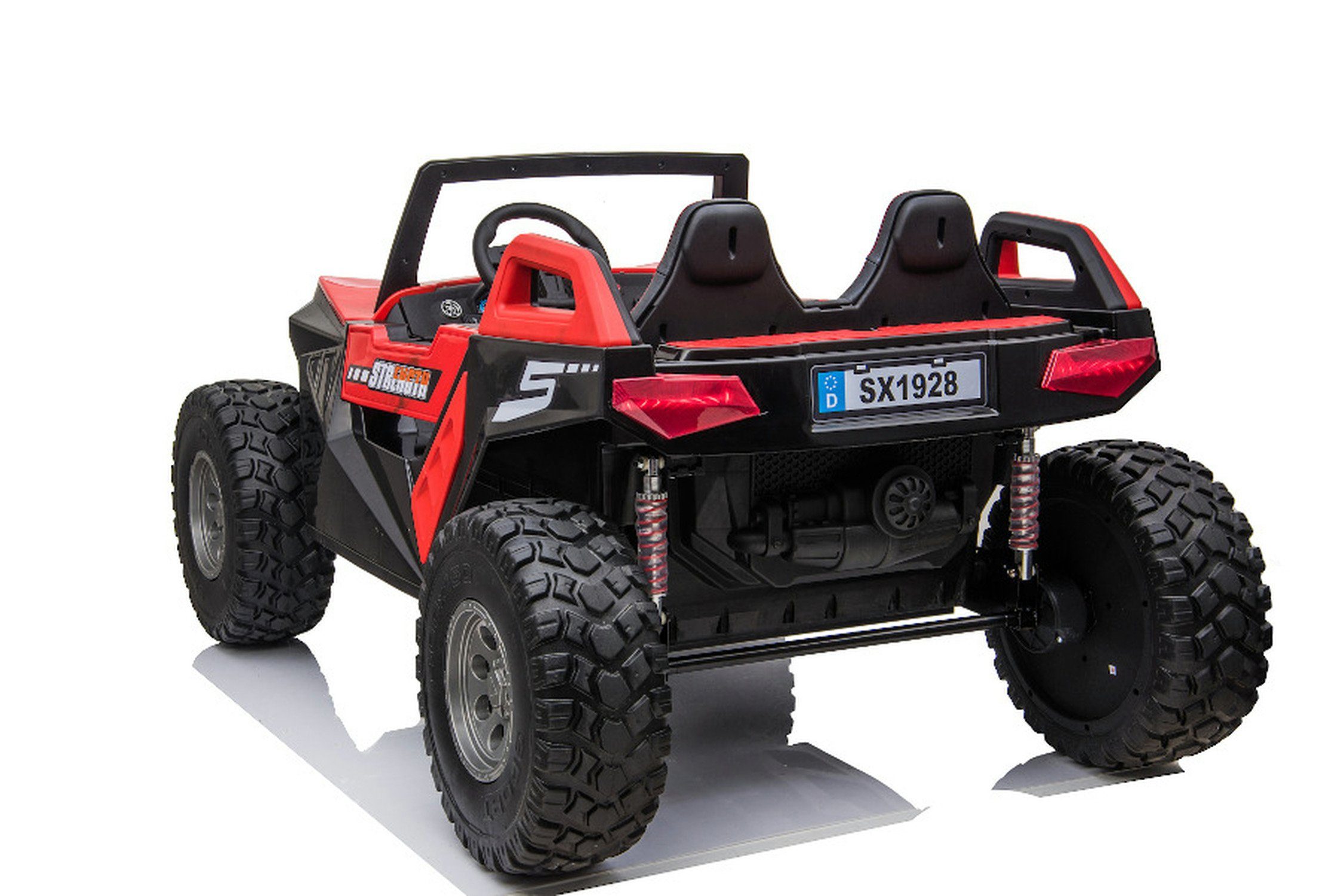 Carrinho elétrico infantil TPFLiving 928 - motor: 4 x 12V - bateria: 2 x 12 volts/7Ah, capacidade de carga 60 kg, carrinho elétrico infantil com assento de couro e cinto de segurança.