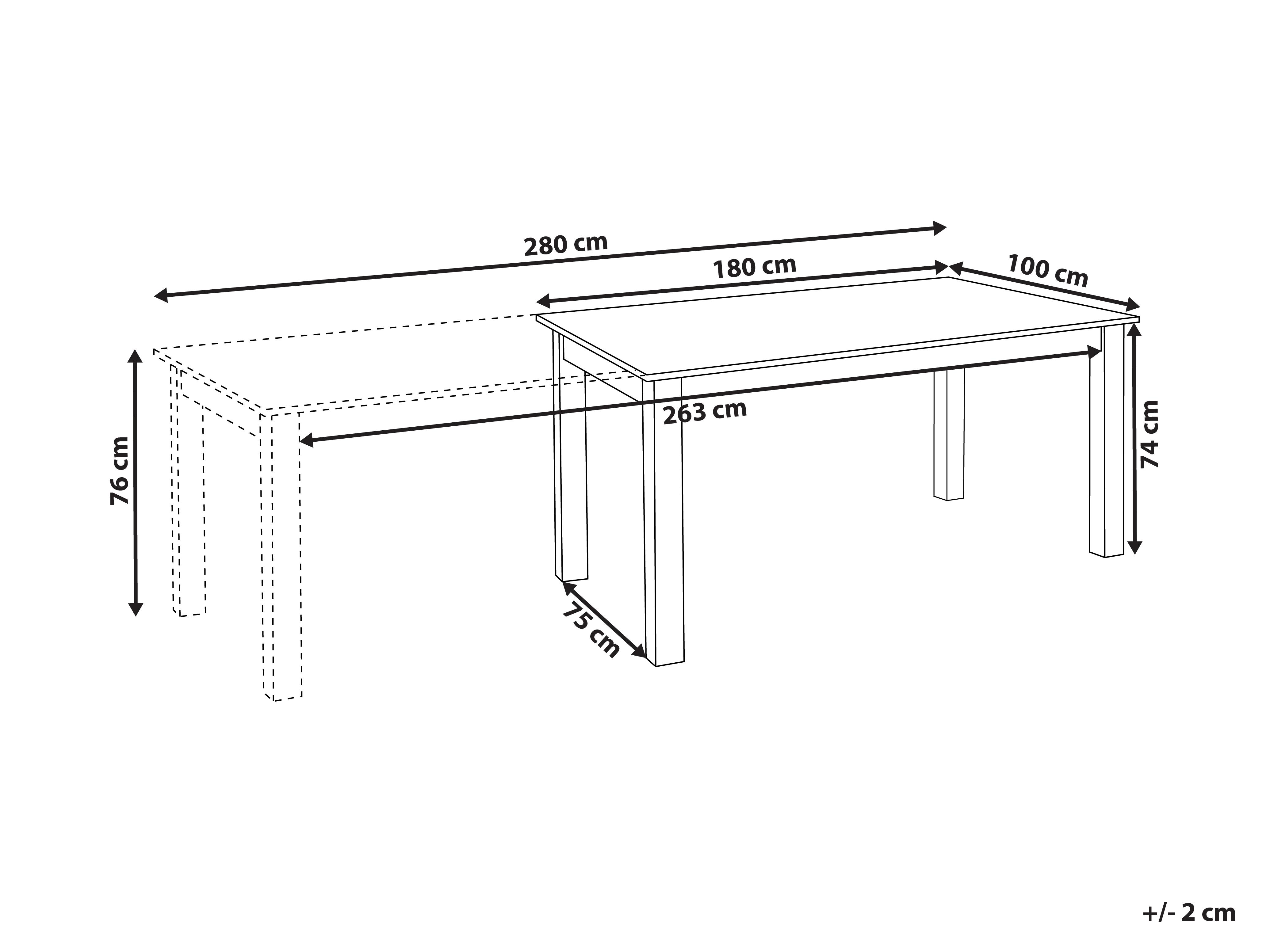 Eettafel uitschuifbaar MADURA Licht essenhout 100 cm 180/280 cm
