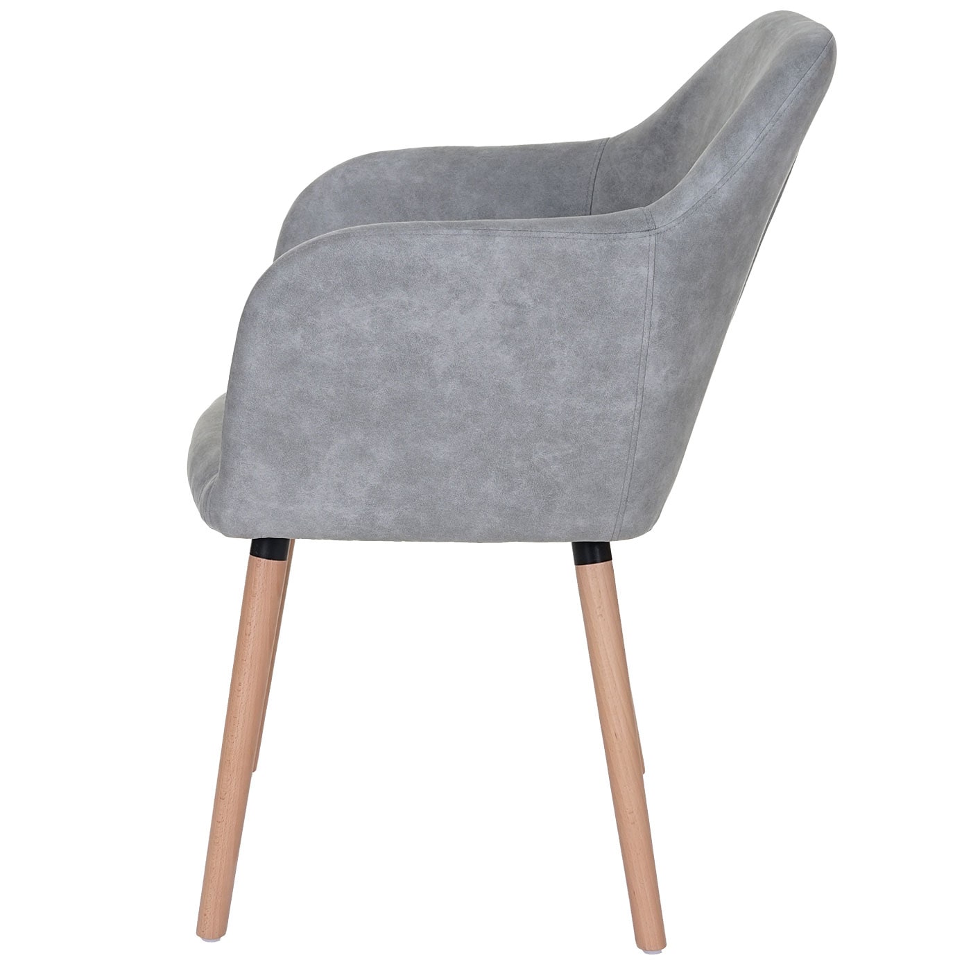 6er-Set Esszimmerstuhl Vaasa T381, Stuhl Küchenstuhl, Retro 50er Jahre Design ~ Textil, vintage betongrau, helle Beine