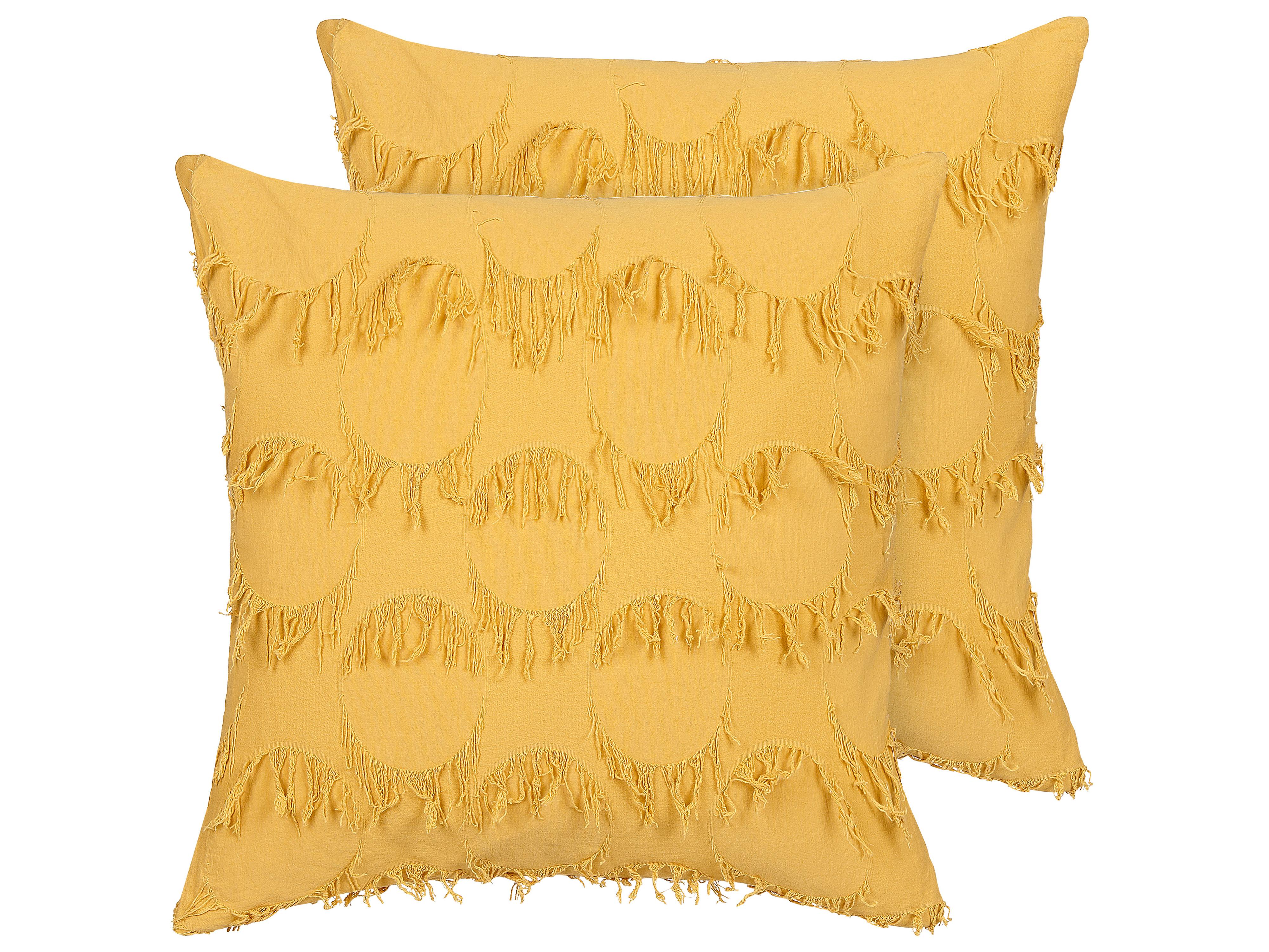 Set van 2 sierkussens AGASTACHE 45 x 45 cm Geel geometrisch patroon