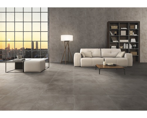 Porseleinen steengoed wand- en vloertegel Cementine 60 x 120 x 0,9 cm Mink mat R10B