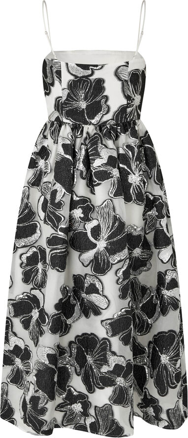 Stine Goya Voluminous Gathered Midi Dress, 1608 Organza Jacquard Anemone jacquard