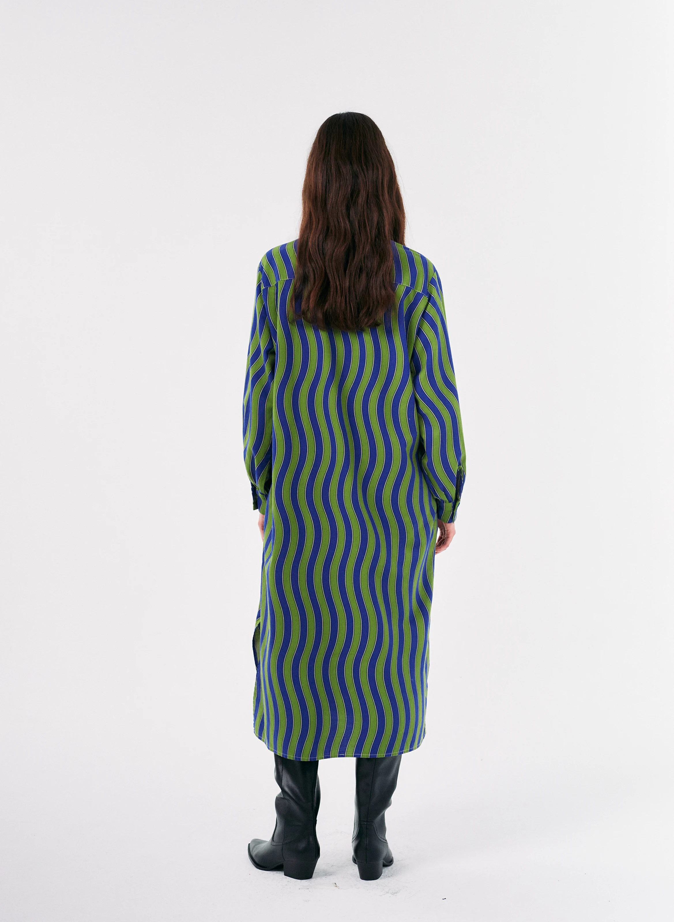Robe col classique droite en coton imprimée | Multicolore