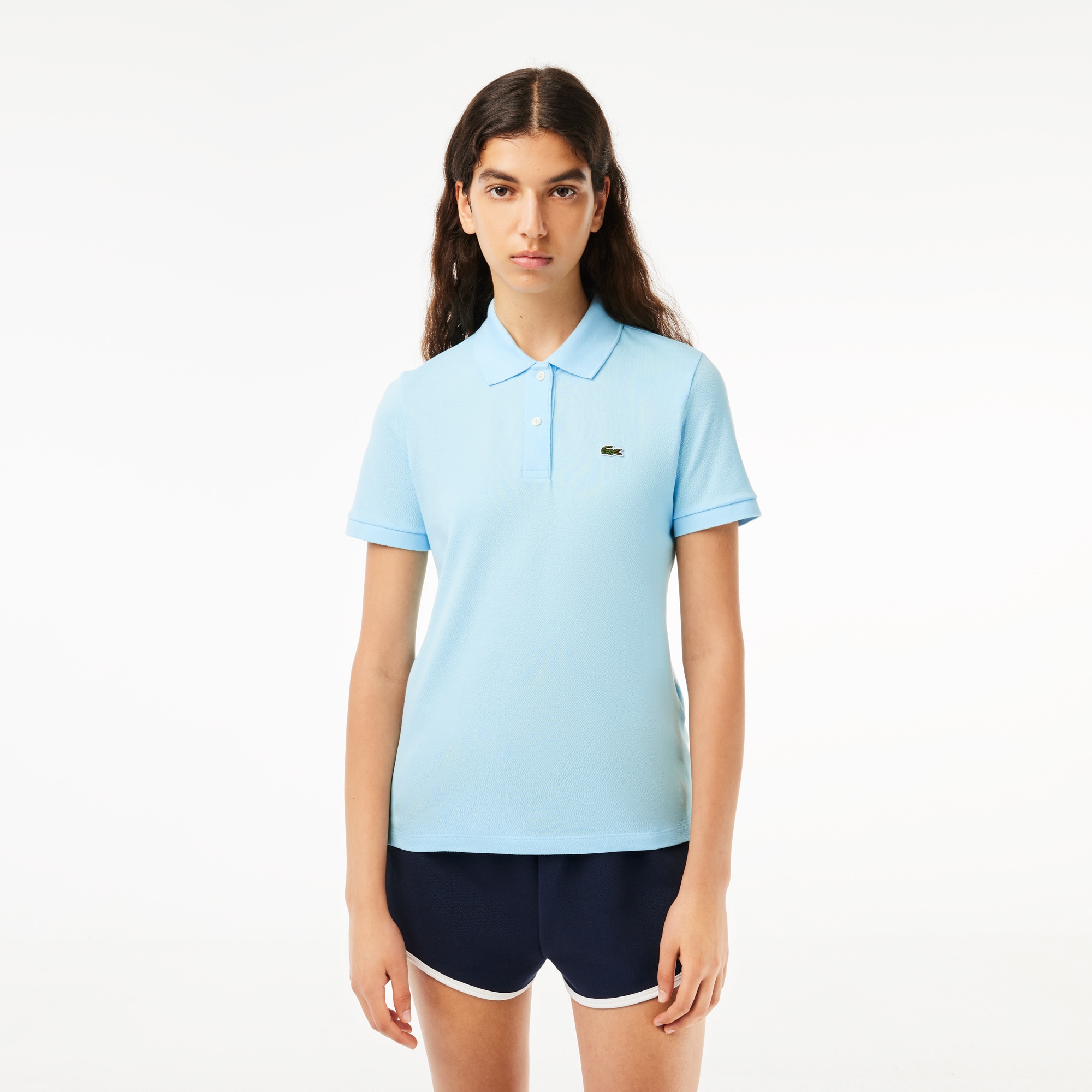 Polo regular fit Lacoste en petit piqué de coton souple Manches Courtes - Bleu - Lacoste - Femme
