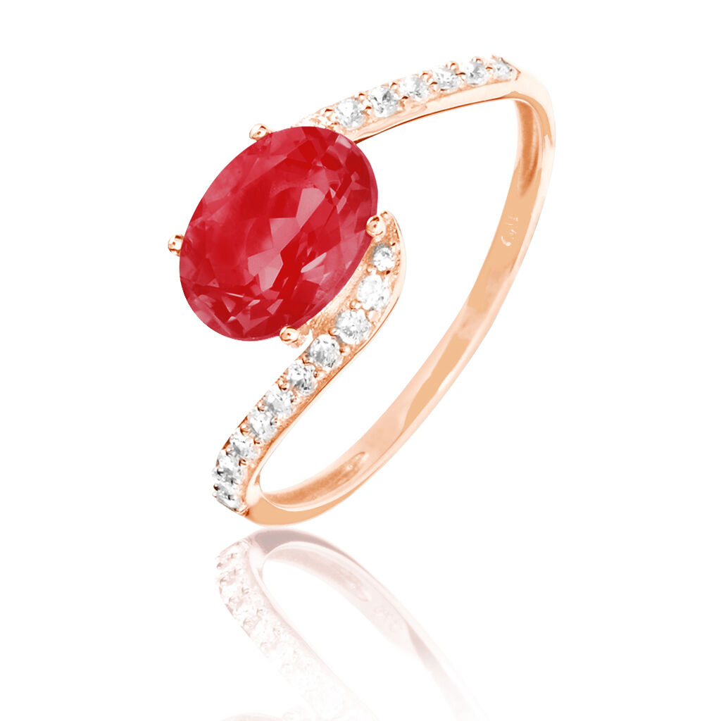 Bague Loriane Or Rose Rubis Et Diamant