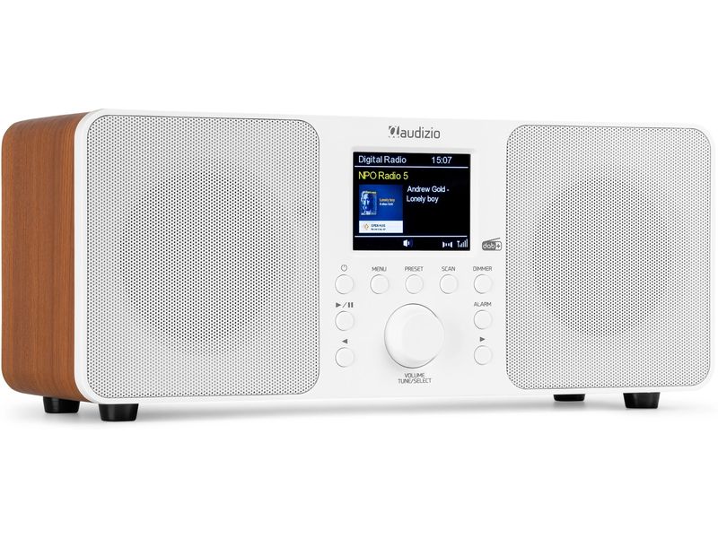 Audizio DAB  Radio Genua Weiss DAB  Radio mit Stereo Lautsprecher und Bluetooth